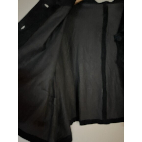 1950’s VTG black cropped Jackie O suede jacket, scoop collar covered buttons M/L - Picture 5 of 16